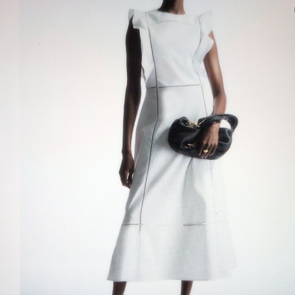 COS White Ruffled Sleeveless Midi Dress - Picture 2 of 13